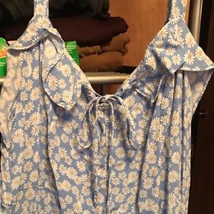 Forever 21 Plus Daisy Print Summer Ruffle Dress